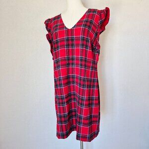 NWT Vineyard Vines $148 Nantucket Lurex Tartan Red Velvet Mini Shift Dress